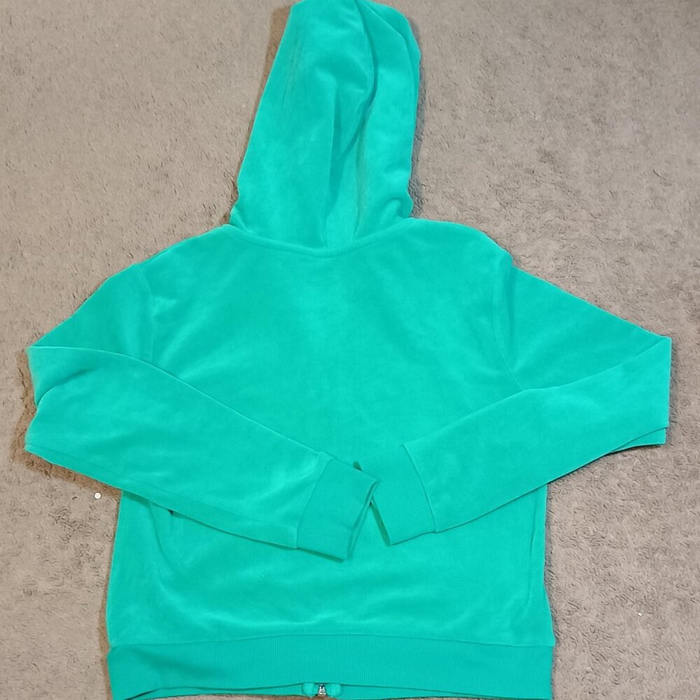 Art Class/Velour Zip Hoodie Jacket/Girls XL 14/Green Full Zip Cozy Y2K Streetwea - Picture 6 of 6